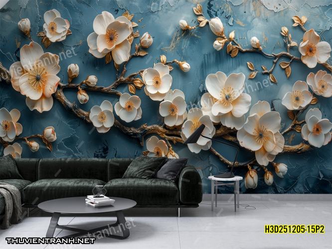 Tranh dán tường Hoa 3D- H3D251205-15P2 - Tranh tường chất lượng cao